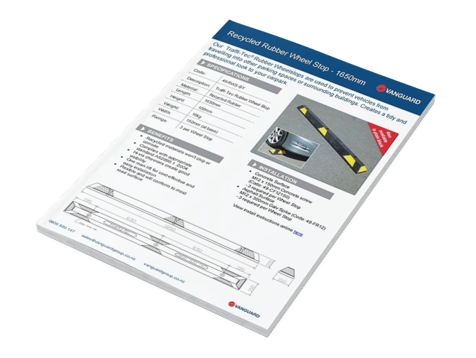 Download our 1650mm Rubber Wheel Stop Spec Sheet