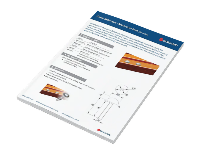 Download our Skate Deterrent - Mushroom Threaded Style Spec Sheet